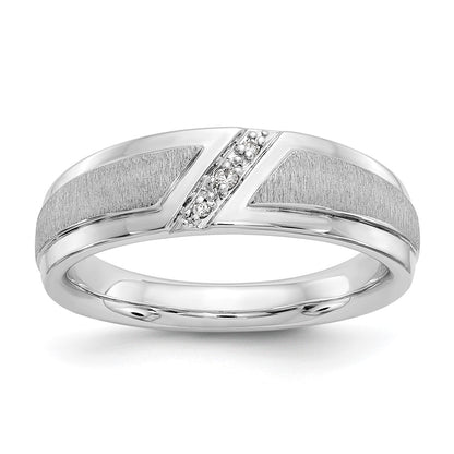 14K White Gold True Origin Men'S 1/20 Carat Lab Grown Diamond Vs/Si D E F Brushed And Polished Band