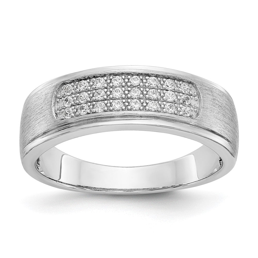 14K White Gold True Origin Men'S 1/4 Carat Lab Grown Diamond Vs/Si D E F Brushed And Polished Band