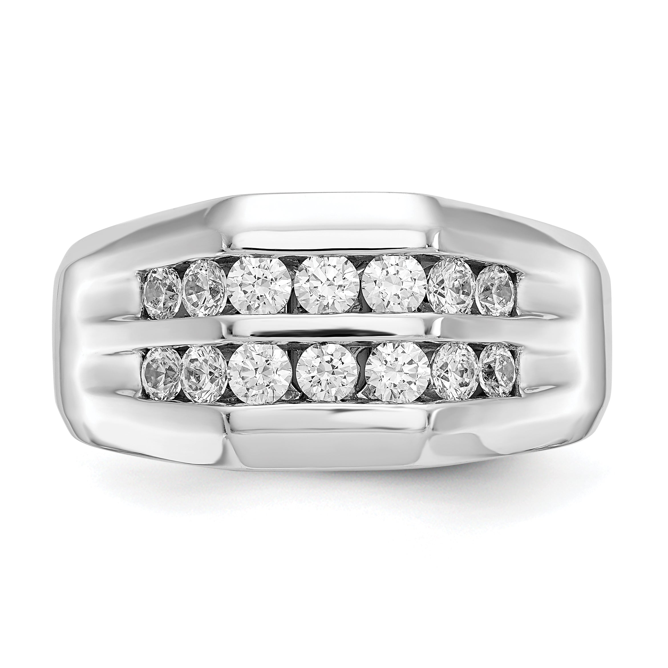 14K White Gold True Origin Men'S 1/2 Carat Lab Grown Diamond Vs D E F Double Channel Heirloom Band