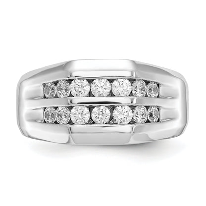 14K White Gold True Origin Men'S 1/2 Carat Lab Grown Diamond Vs D E F Double Channel Heirloom Band