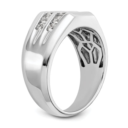 14K White Gold True Origin Men'S 1/2 Carat Lab Grown Diamond Vs D E F Double Channel Heirloom Band