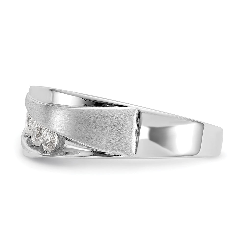 14K White Gold True Origin Men'S 1/2 Carat Lab Grown Diamond Vs/Si D E F Brushed And Polished Band