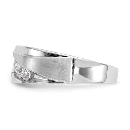 14K White Gold True Origin Men'S 1/2 Carat Lab Grown Diamond Vs/Si D E F Brushed And Polished Band
