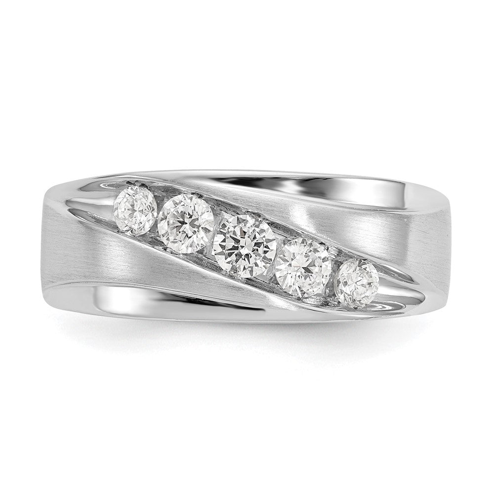 14K White Gold True Origin Men'S 1/2 Carat Lab Grown Diamond Vs/Si D E F Brushed And Polished Band
