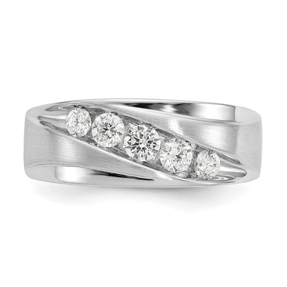 14K White Gold True Origin Men'S 1/2 Carat Lab Grown Diamond Vs/Si D E F Brushed And Polished Band