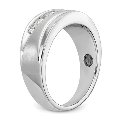14K White Gold True Origin Men'S 1/2 Carat Lab Grown Diamond Vs/Si D E F Brushed And Polished Band