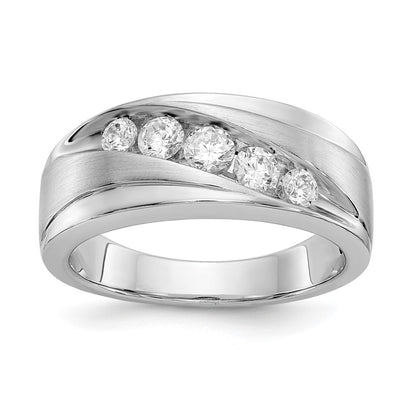14K White Gold True Origin Men'S 1/2 Carat Lab Grown Diamond Vs/Si D E F Brushed And Polished Band