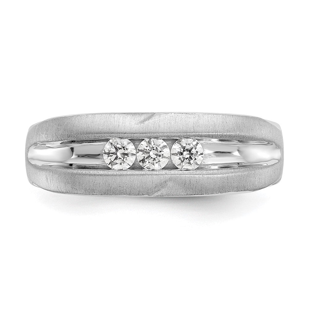 14K White Gold True Origin Men'S 1/3 Carat Lab Grown Diamond Vs/Si D E F Brushed And Polished Band