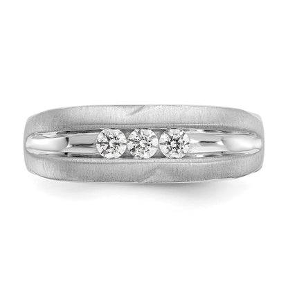 14K White Gold True Origin Men'S 1/3 Carat Lab Grown Diamond Vs/Si D E F Brushed And Polished Band