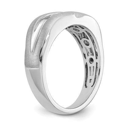 14K White Gold True Origin Men'S 1/3 Carat Lab Grown Diamond Vs/Si D E F Brushed And Polished Band