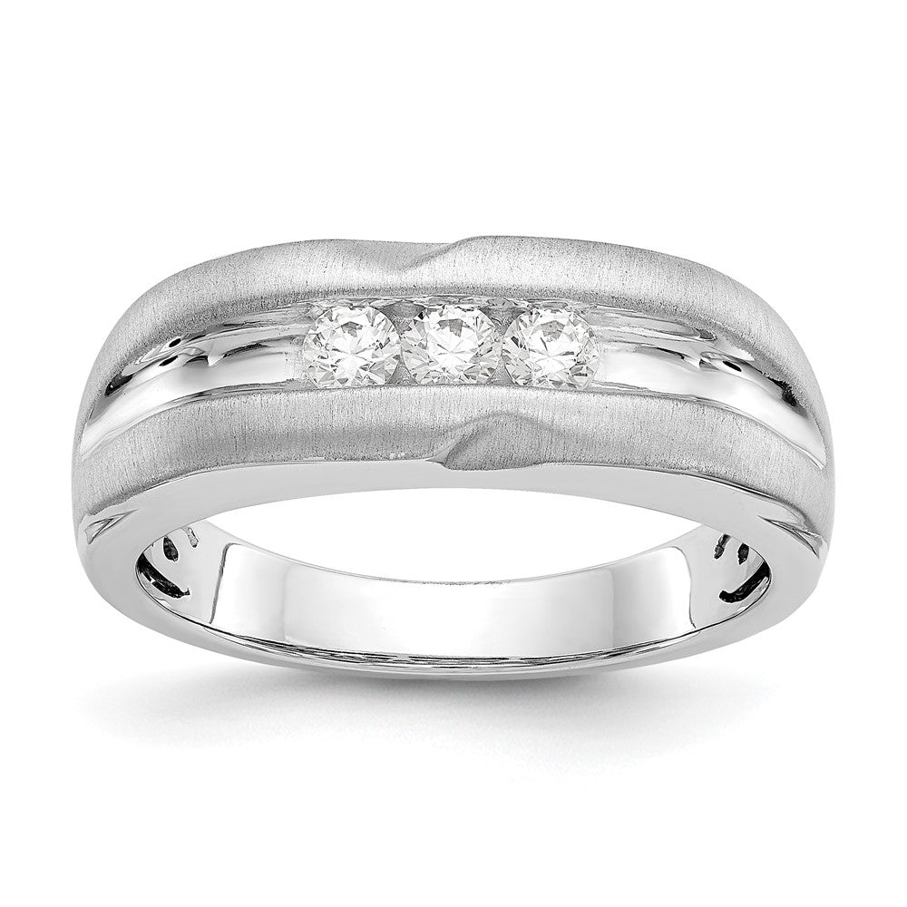 14K White Gold True Origin Men'S 1/3 Carat Lab Grown Diamond Vs/Si D E F Brushed And Polished Band