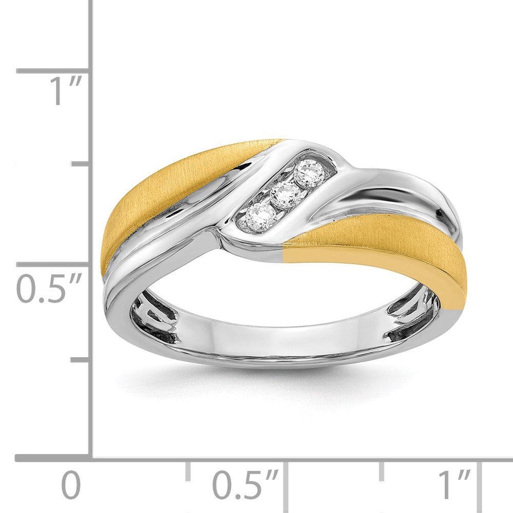 0.10ct. CZ Solid Real 14k White & Yellow Gold Men's Ring