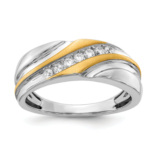 14k Two-tone Two Tone 1/4 Ct. Lab Grown Diamond VS/SI+ G+ Seven Stone Men's Ring