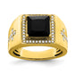 14k Yellow Gold 1/2 Ct. Lab Grown Diamond VS/SI+ G+ and Onyx Side Cross Men's Ring