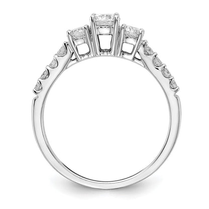 14k White Gold 3/4 Ct. Lab Grown Diamond VS/SI+ G+ Round Complete Three Stone Size 6 Engagement Ring