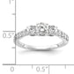 14k White Gold 1 Ct. Lab Grown Diamond VS/SI+ G+ Round Three Stone Engagement Ring