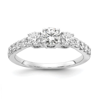 14k White Gold 1 Ct. Lab Grown Diamond VS/SI+ G+ Round Three Stone Engagement Ring