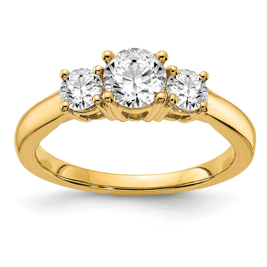 14k Yellow Gold 3/4 Ct. Lab Grown Diamond VS/SI+ G+ 3/4 Ct. Center Round Three Stone Engagement Ring