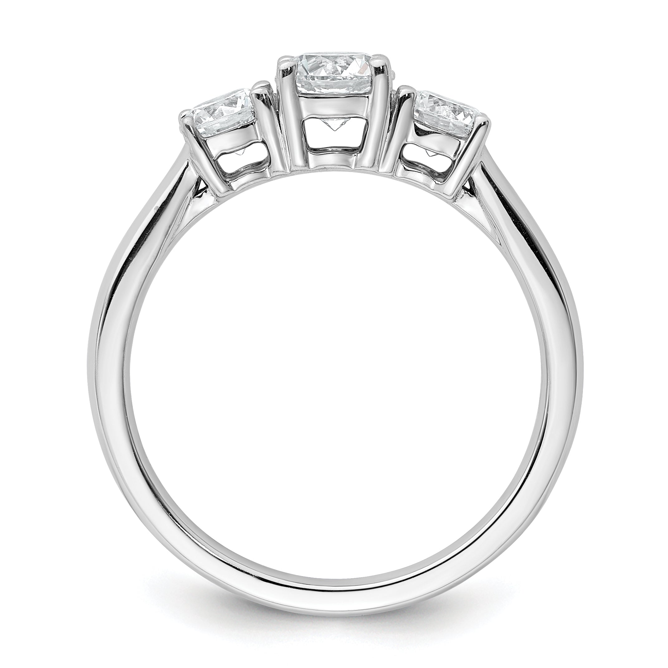 14k White Gold 14k White Gold 1 carat Lab Grown Diamond VS+ F+ Three Stone Complete Engagement Ring
