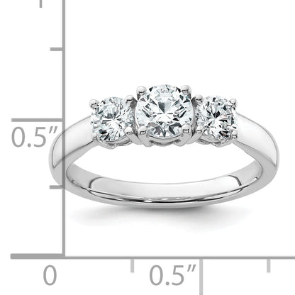 14k White Gold 14k White Gold 1 carat Lab Grown Diamond VS+ F+ Three Stone Complete Engagement Ring