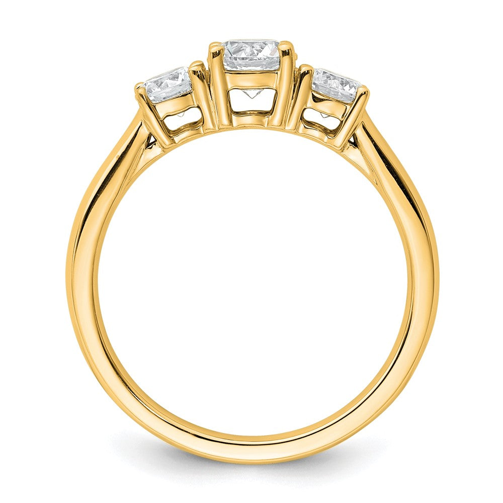 14k Yellow Gold 1 Ct. Lab Grown Diamond VS/SI+ G+ Three Stone Engagement Ring