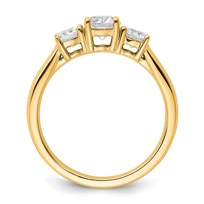 14k Yellow Gold 1 Ct. Lab Grown Diamond VS/SI+ G+ Three Stone Engagement Ring