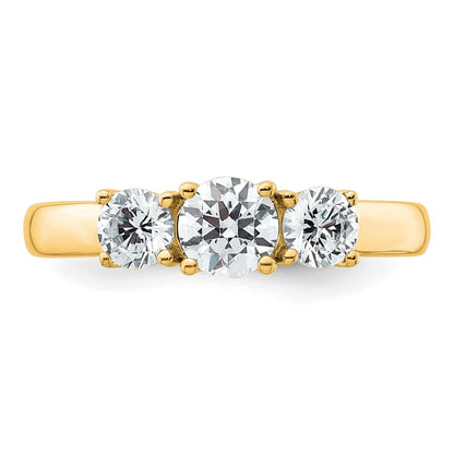 14k Yellow Gold 1 Ct. Lab Grown Diamond VS/SI+ G+ Three Stone Engagement Ring
