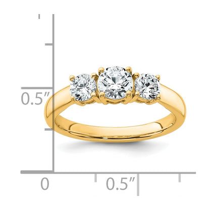 14k Yellow Gold 1 Ct. Lab Grown Diamond VS/SI+ G+ Three Stone Engagement Ring