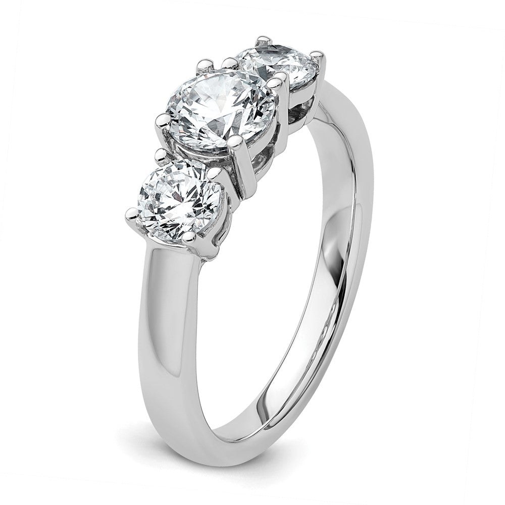 14k White Gold 1 1/2 Ct. Lab Grown Diamond VS/SI+ G+ Three Stone Engagement Ring