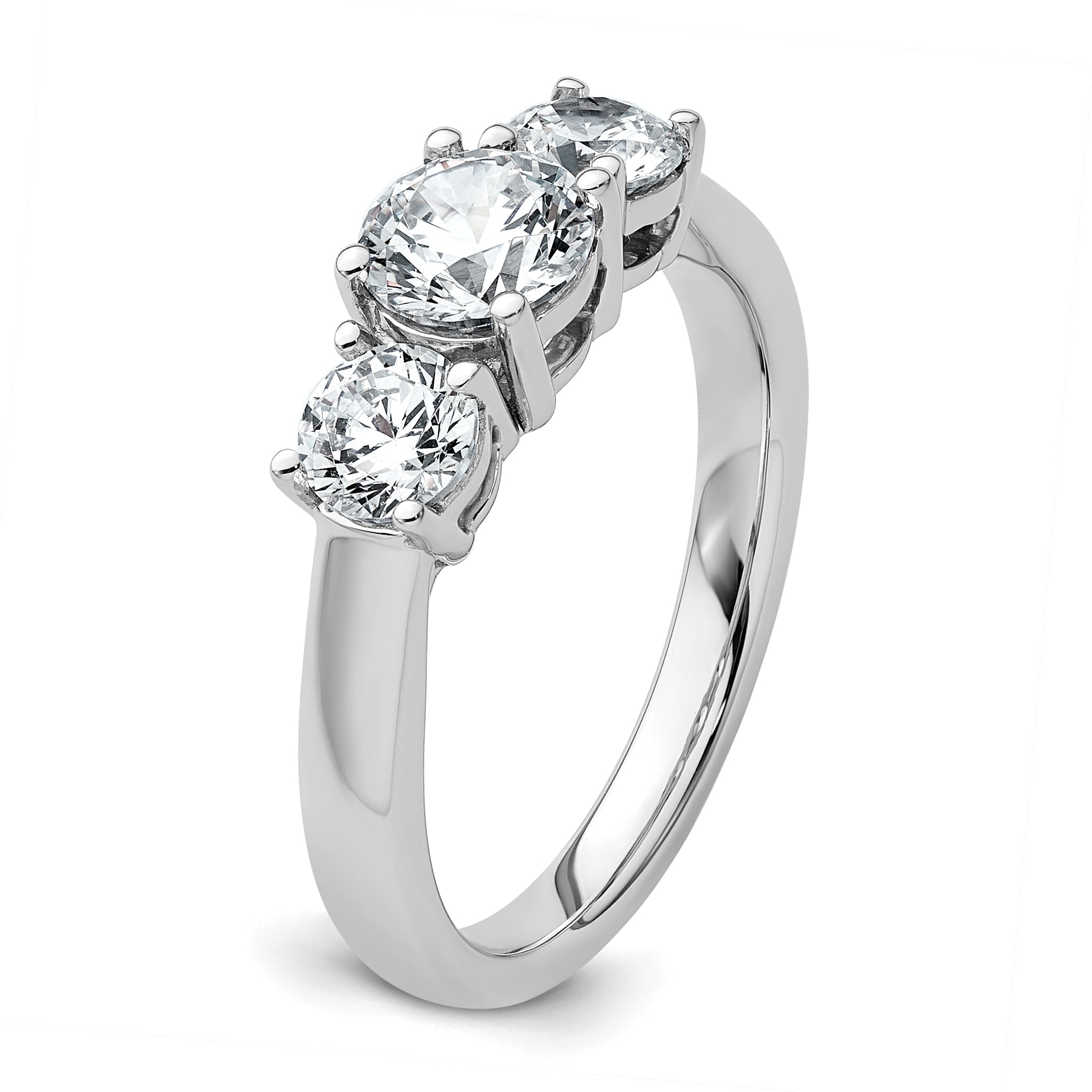 14k White Gold 14k White Gold 1 1/2 carat Lab Grown Diamond VS+ F+ Three Stone Complete Engagement Ring