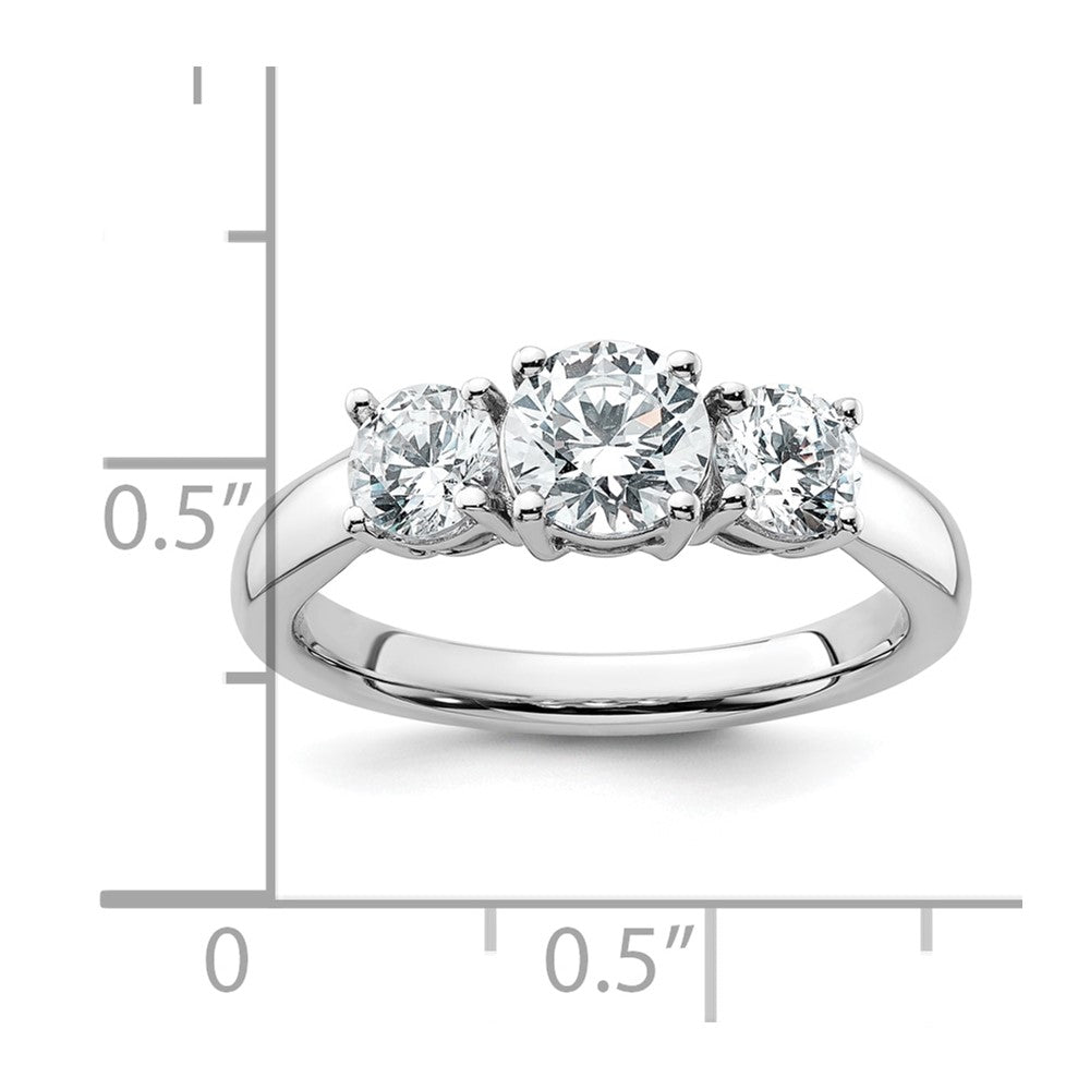 14k White Gold 1 1/2 Ct. Lab Grown Diamond VS/SI+ G+ Three Stone Engagement Ring