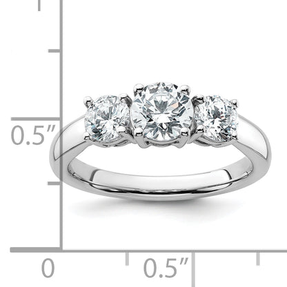 14k White Gold 14k White Gold 1 1/2 carat Lab Grown Diamond VS+ F+ Three Stone Complete Engagement Ring