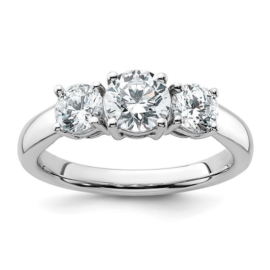 14k White Gold 1 1/2 Ct. Lab Grown Diamond VS/SI+ G+ Three Stone Engagement Ring