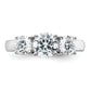 14k White Gold 2 Ct. Lab Grown Diamond VS/SI+ G+ Three Stone Engagement Ring