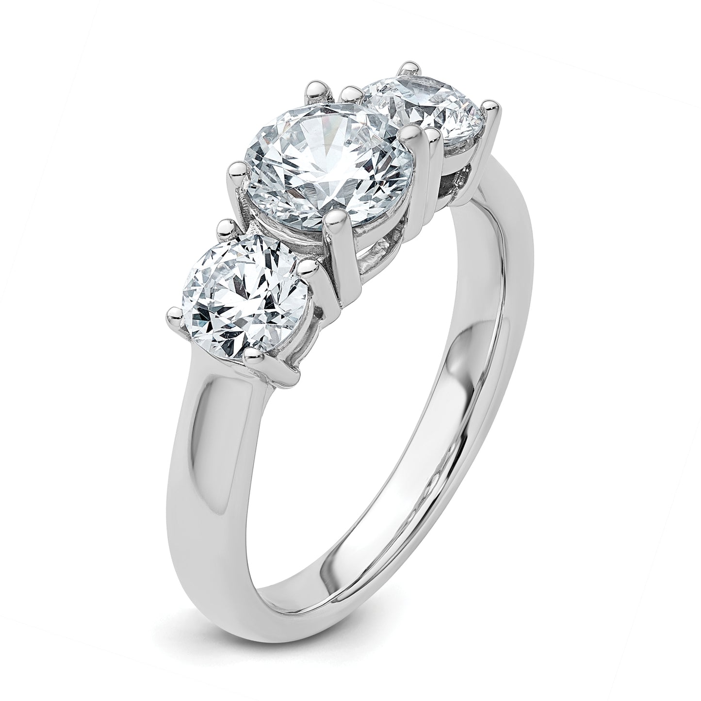 14k White Gold 2 Ct. Lab Grown Diamond VS/SI+ G+ Three Stone Engagement Ring