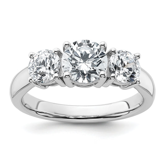 14k White Gold 2 Ct. Lab Grown Diamond VS/SI+ G+ Three Stone Engagement Ring