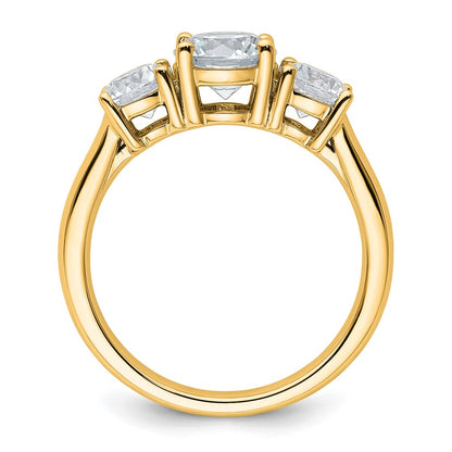 14k Yellow Gold 2 Ct. Certified Lab Grown Diamond VS/SI+ G+ Three Stone Engagement Ring