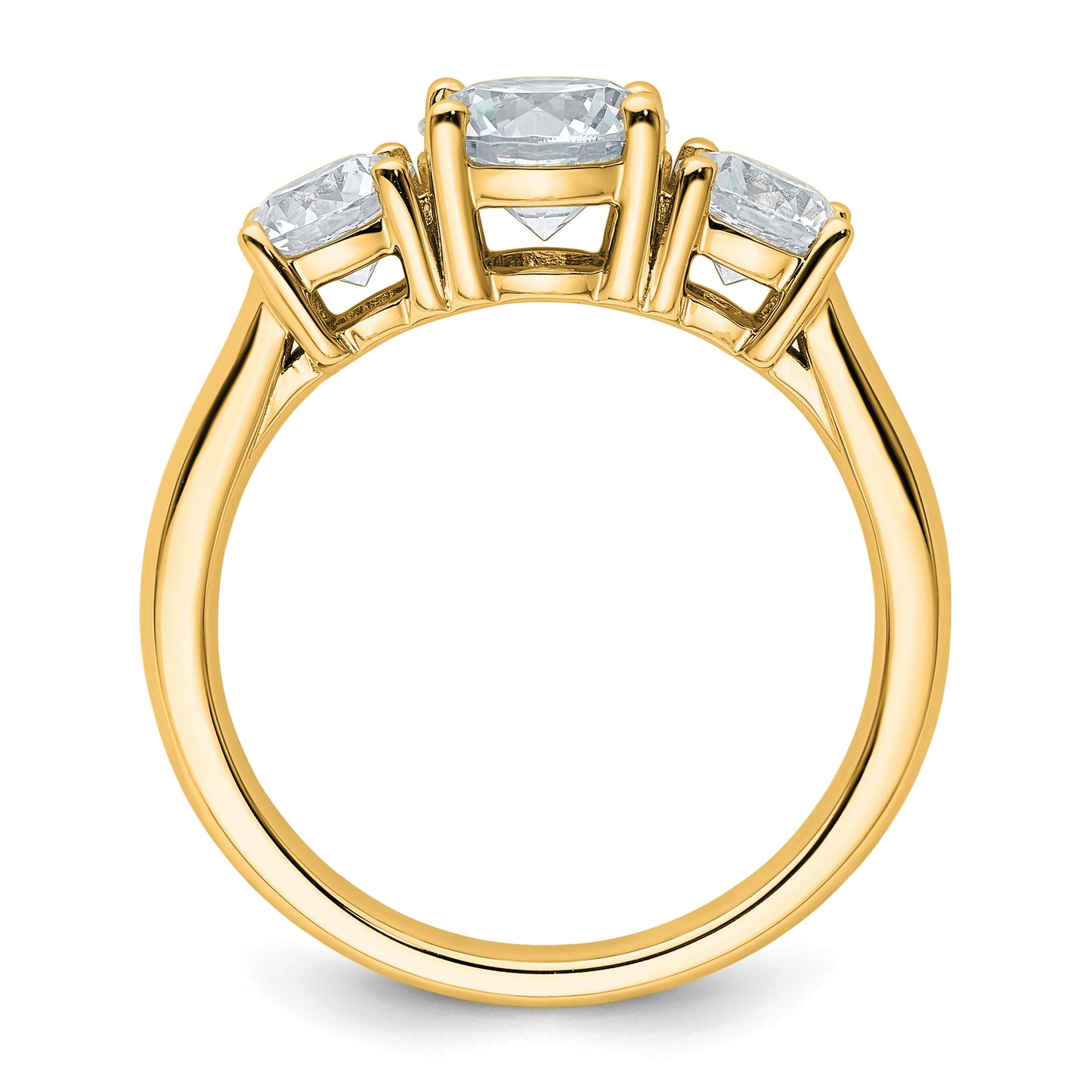 14k Yellow Gold 2 Ct. Lab Grown Diamond VS/SI+ G+ Three Stone Engagement Ring