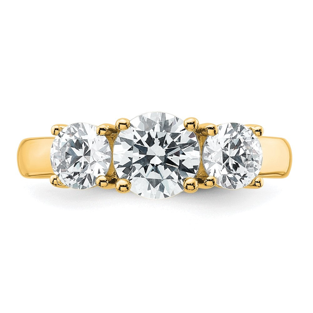 14k Yellow Gold 2 Ct. Certified Lab Grown Diamond VS/SI+ G+ Three Stone Engagement Ring