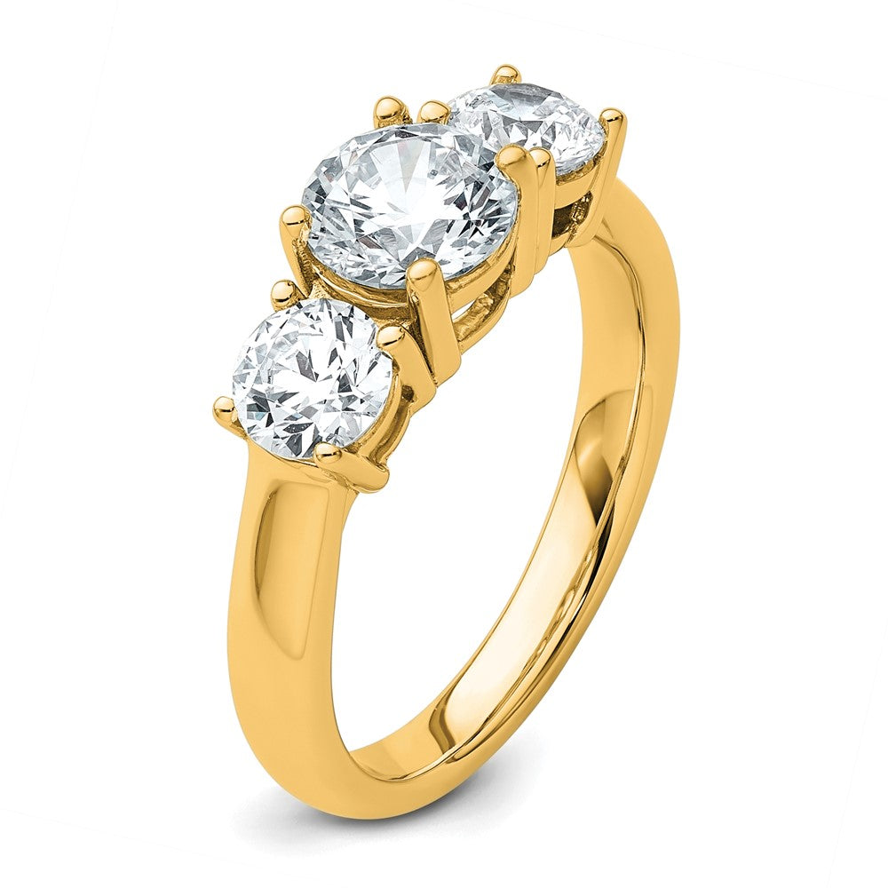 14k Yellow Gold 2 Ct. Certified Lab Grown Diamond VS/SI+ G+ Three Stone Engagement Ring