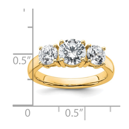 14k Yellow Gold 2 Ct. Certified Lab Grown Diamond VS/SI+ G+ Three Stone Engagement Ring