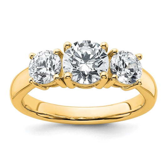 14k Yellow Gold 2 Ct. Certified Lab Grown Diamond VS/SI+ G+ Three Stone Engagement Ring