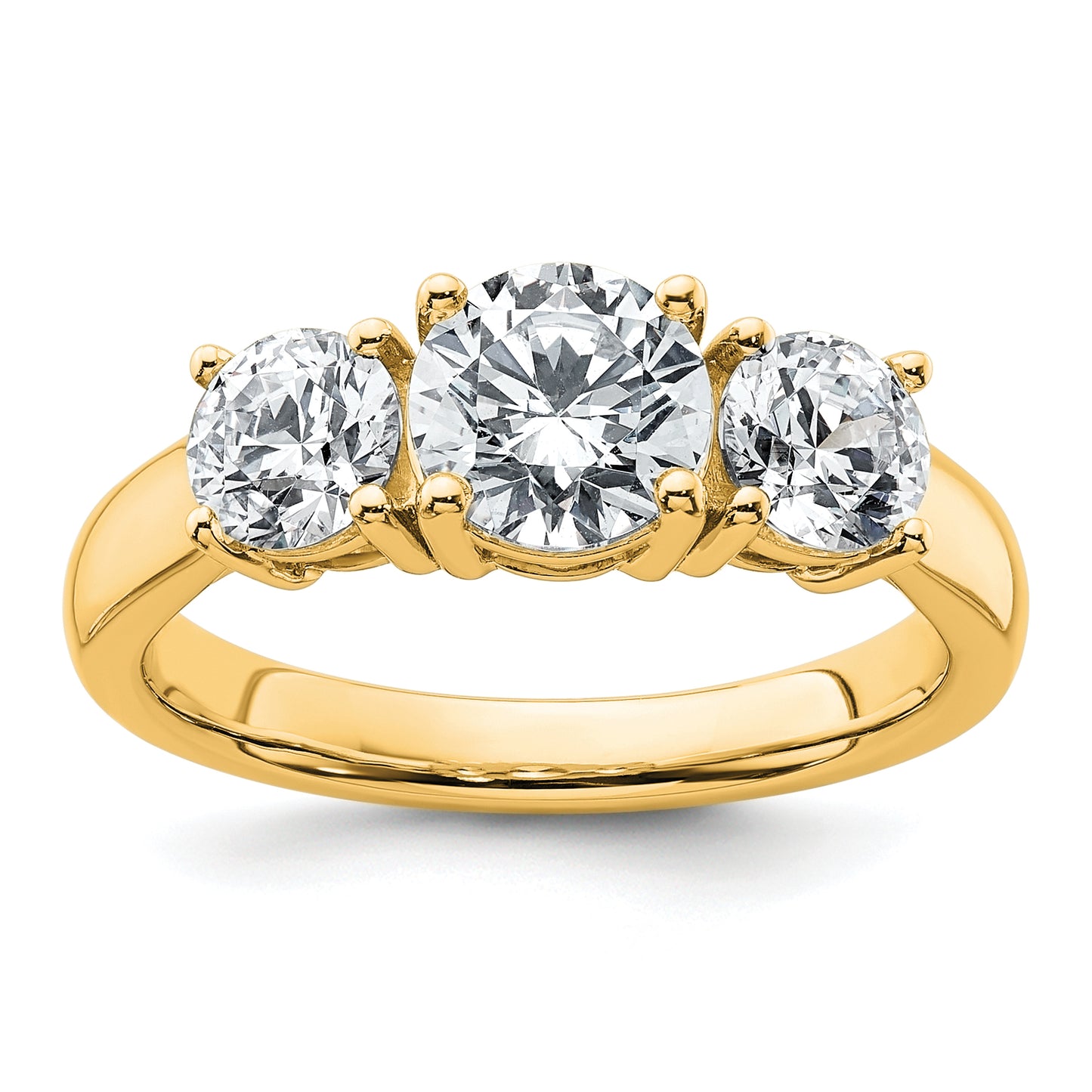 14k Yellow Gold 2 Ct. Lab Grown Diamond VS/SI+ G+ Three Stone Engagement Ring