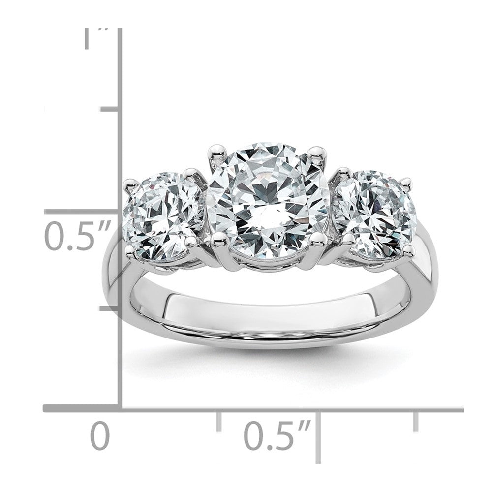 14k White Gold 3 Ct. Lab Grown Diamond VS/SI+ G+ Three Stone Engagement Ring