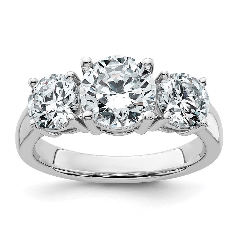 14k White Gold 3 Ct. Certified Lab Grown Diamond VS/SI+ G+ Three Stone Engagement Ring