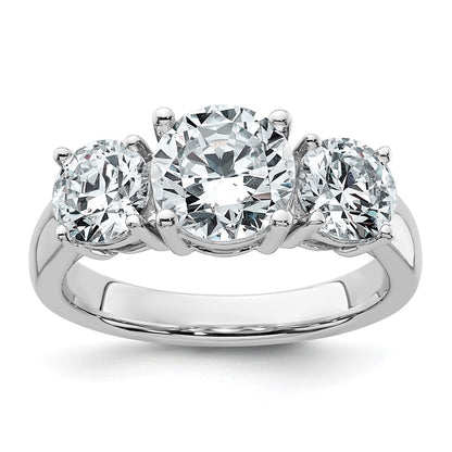 14k White Gold 3 Ct. Certified Lab Grown Diamond VS/SI+ G+ Three Stone Engagement Ring