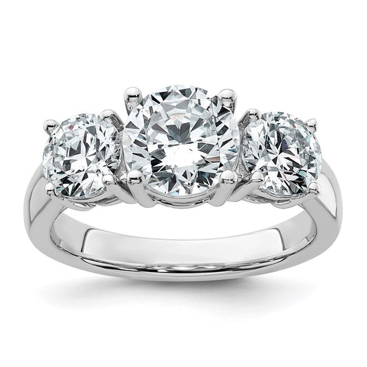 14k White Gold 3 Ct. Certified Lab Grown Diamond VS/SI+ G+ Three Stone Engagement Ring