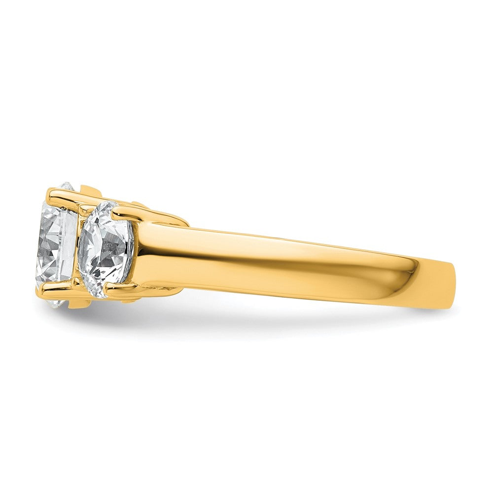 14k Yellow Gold 3 Ct. Lab Grown Diamond VS/SI+ G+ Three Stone Engagement Ring