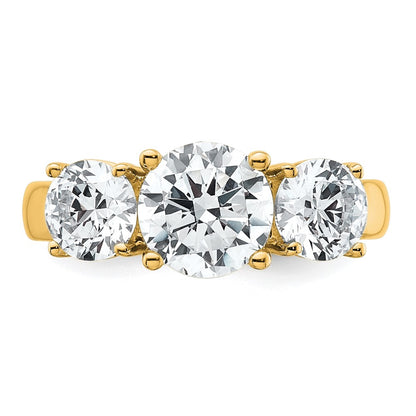 14k Yellow Gold 3 Ct. Lab Grown Diamond VS/SI+ G+ Three Stone Engagement Ring