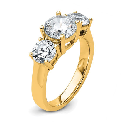14k Yellow Gold 3 Ct. Lab Grown Diamond VS/SI+ G+ Three Stone Engagement Ring
